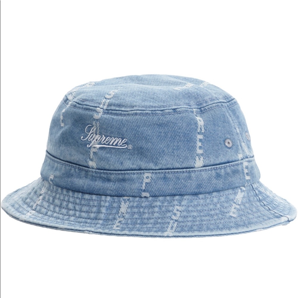 Supreme Logo Stripe Jacquard Denim Crusher Blue